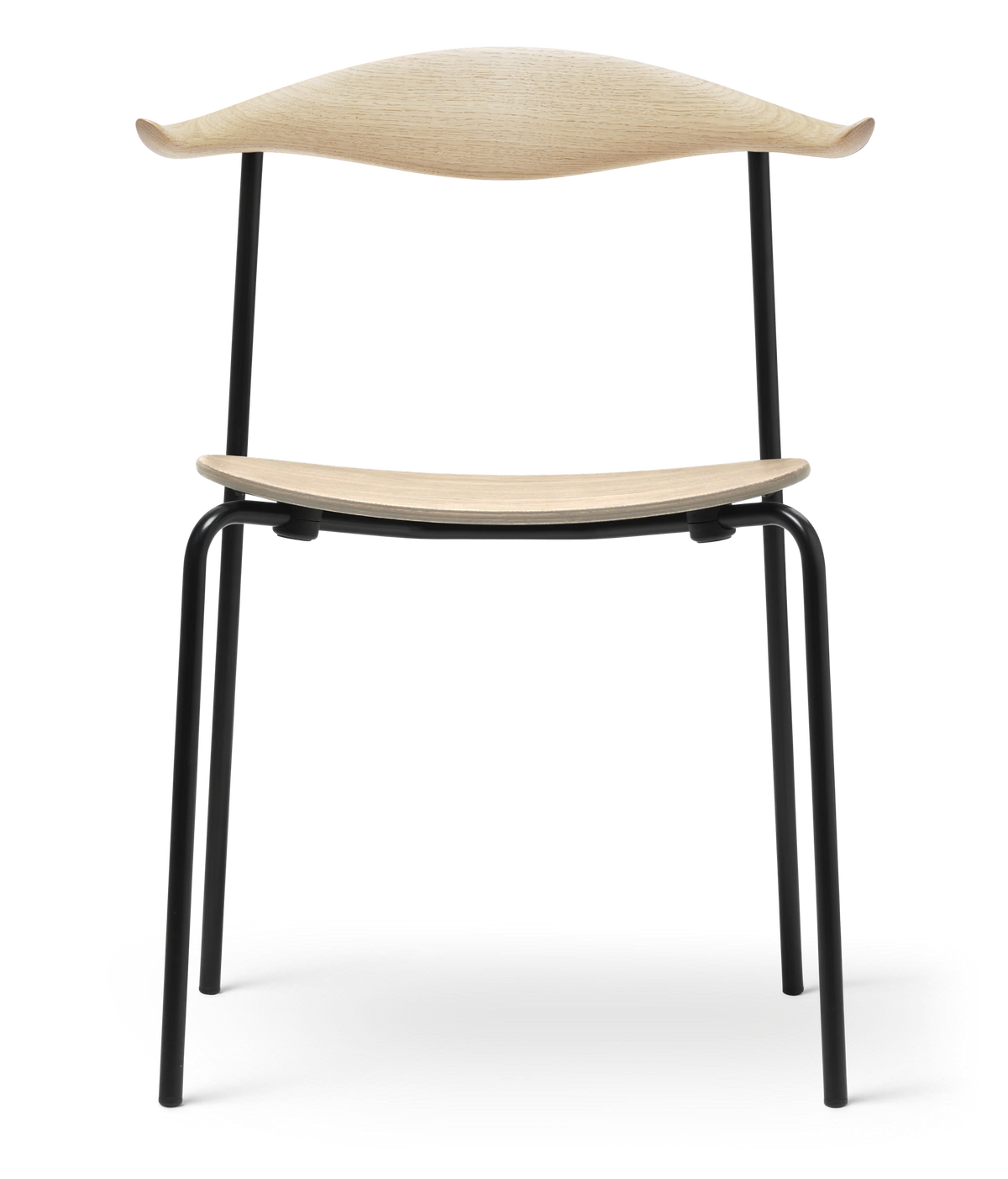 Sedia design moderno in legno chiaro e metallo nero, stile premium per interior design di lusso
